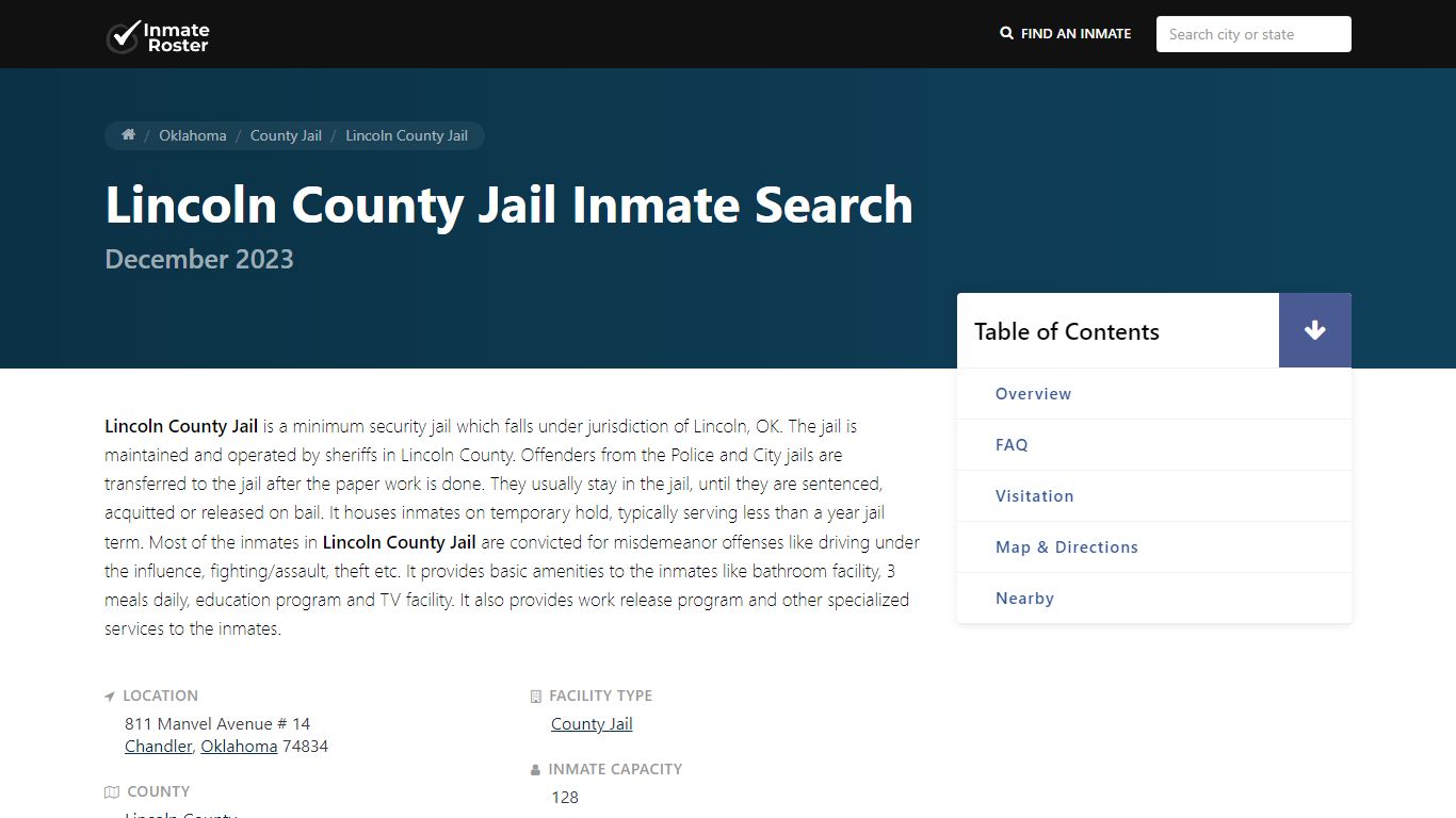 Inmate Search | Lincoln County Jail - Chandler, OK